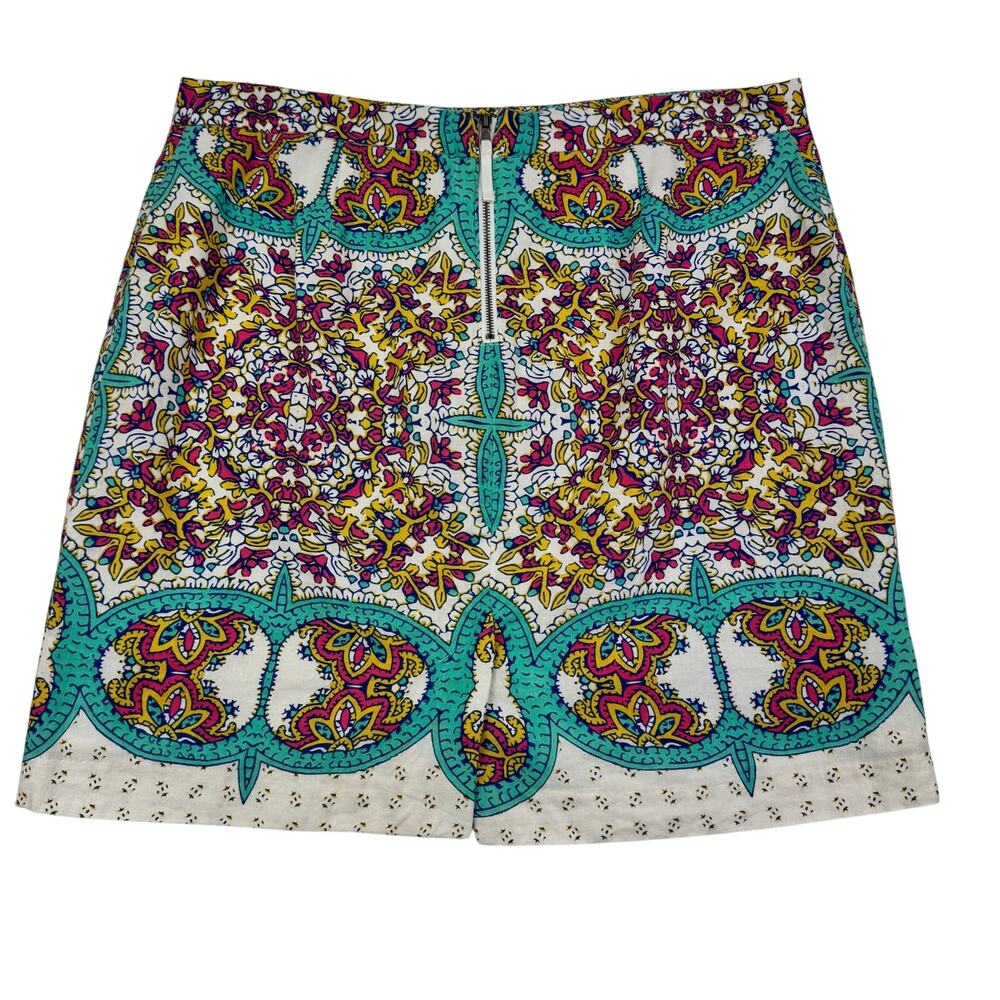 Lucy & Laurel Boho Natural Lightweight Floral Linen Blend Skirt Women's Size 12 - Picture 2 of 4